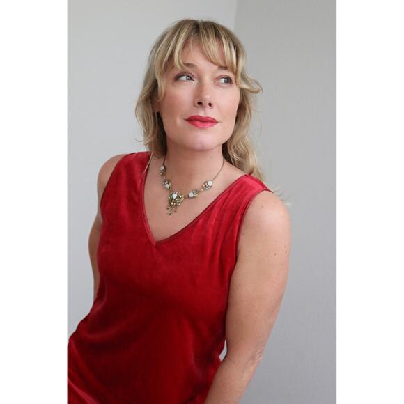 1990's Vintage Private Luxuries Holiday Red Velvet Slip Dress ~ Women's SM to MD - Picture 3 of 10